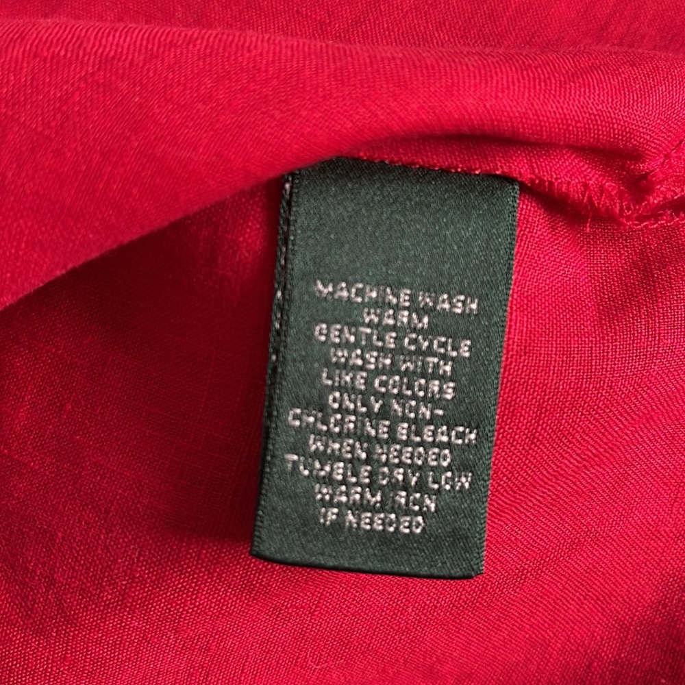 Lauren Ralph Lauren red linen button down shirt - Picture 8 of 8